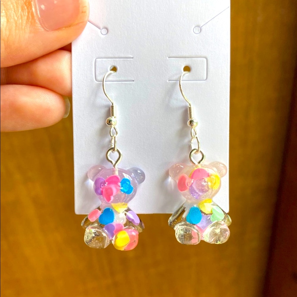Gummy bear Heart sprinkle earrings